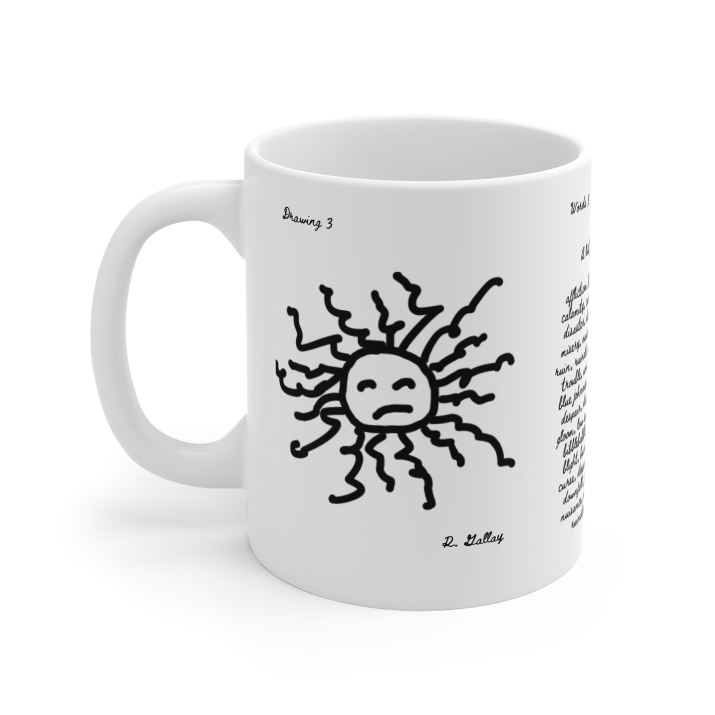 Dark Squiggles & Prose 3 by R. Gallay - Coffee Mug For Days of Ennui - 11oz