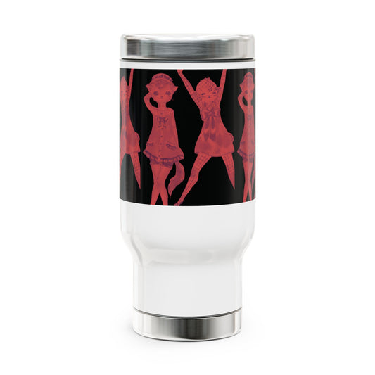 Vermillion Shimmy Kitties - Stainless Steel Traveling Tumbler for Humans with Wanderlust 14oz