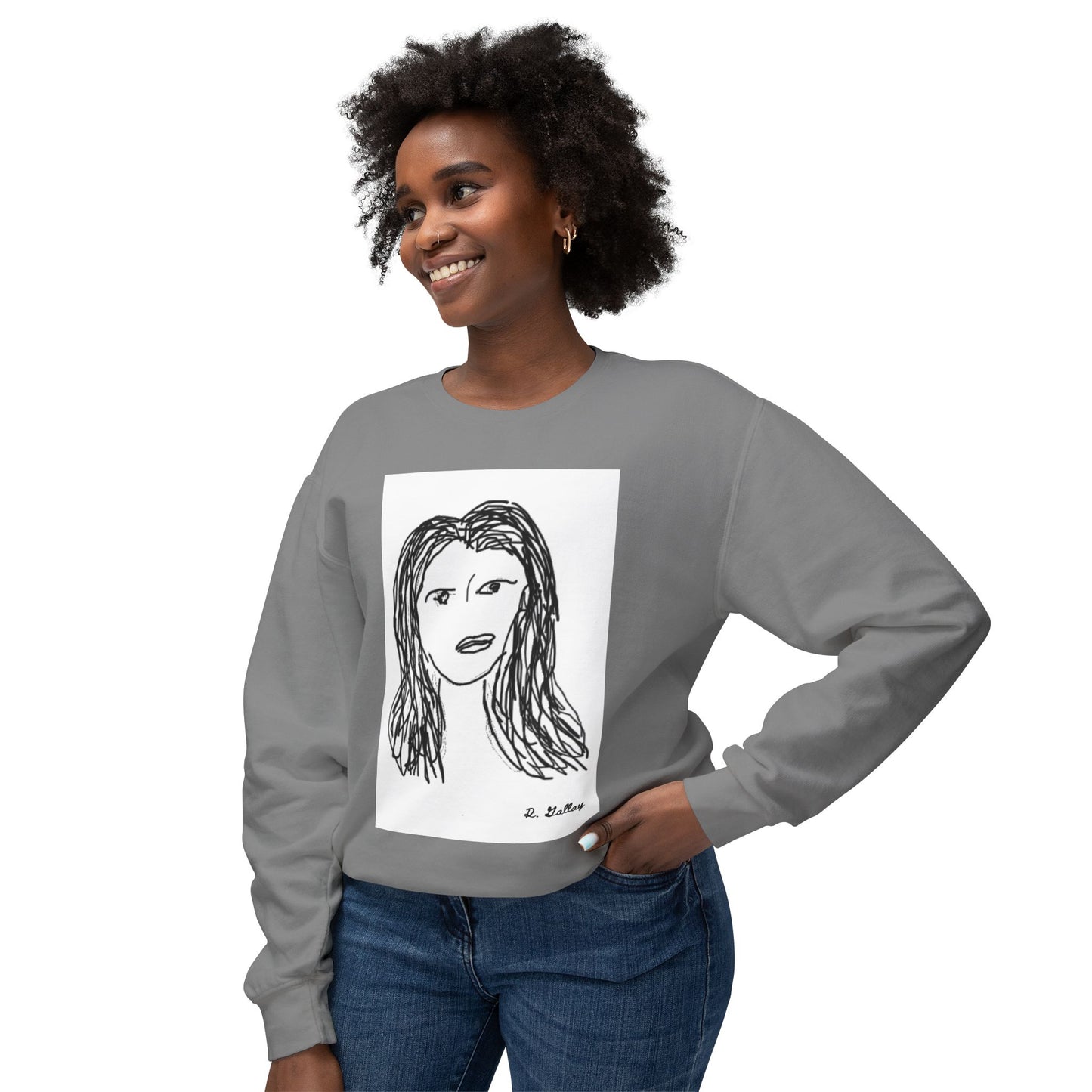 Dark Squiggles & Prose 1 by R. Gallay - Cozy Unisex Crewneck Sweatshirt For Days of Ennui