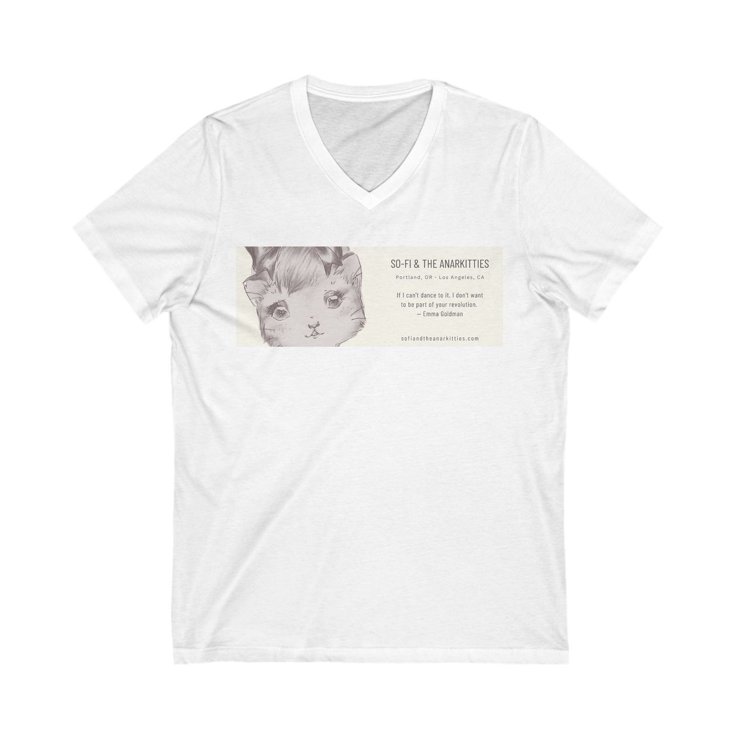 So-Fi & The Anarkitties - Troika Branded Slinky Jersey Short Sleeve V-Neck Tee