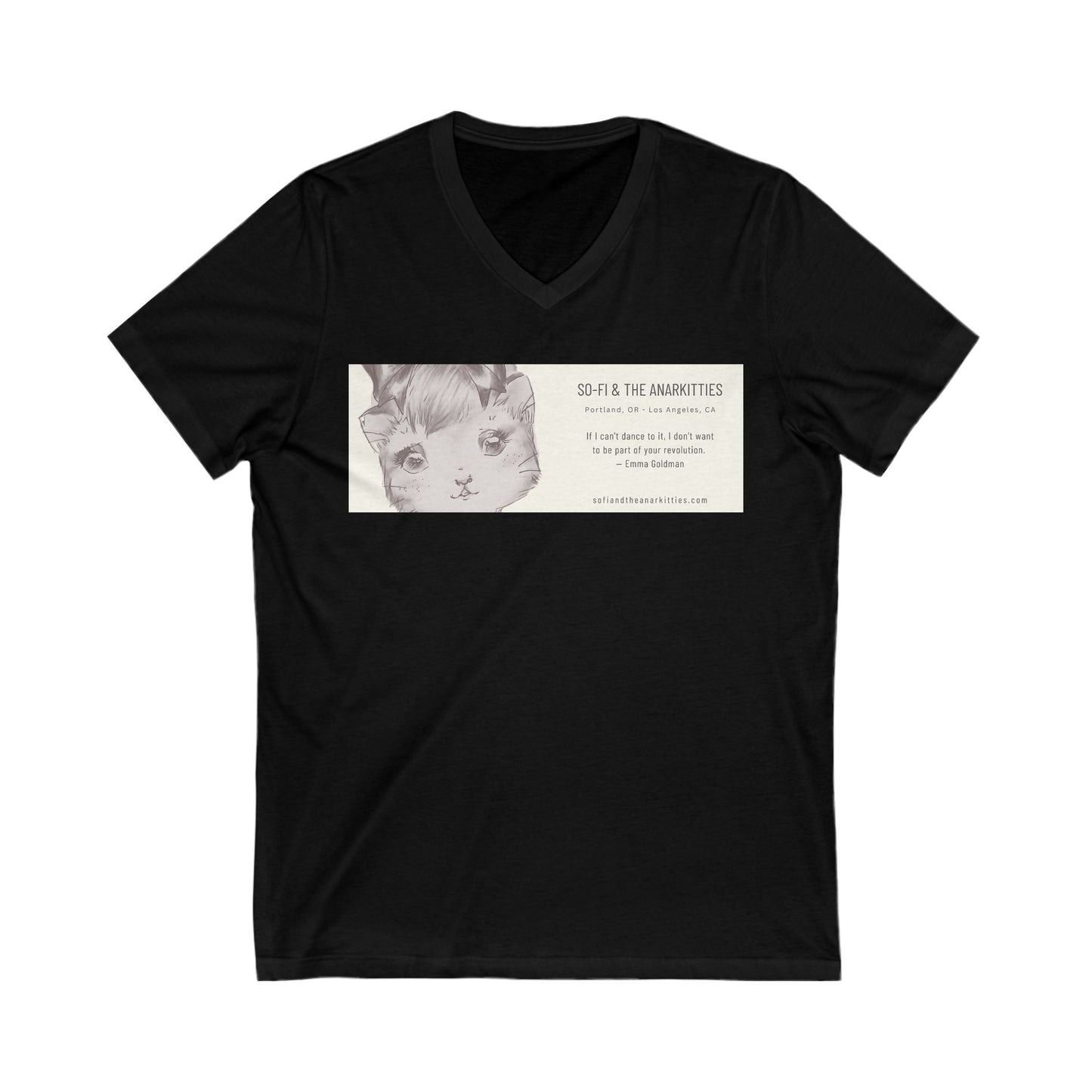 So-Fi & The Anarkitties - Troika Branded Slinky Jersey Short Sleeve V-Neck Tee