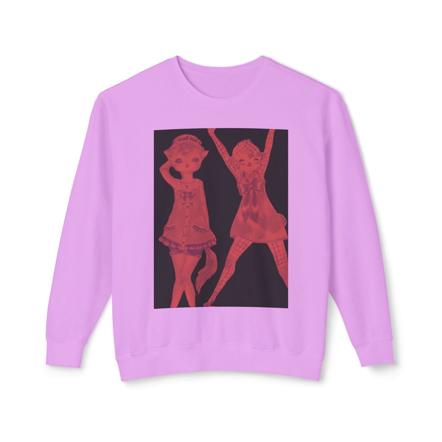 Vermillion Shimmy Kitties - Cozy Ring-Spun Sweatshirt For Suffragettes