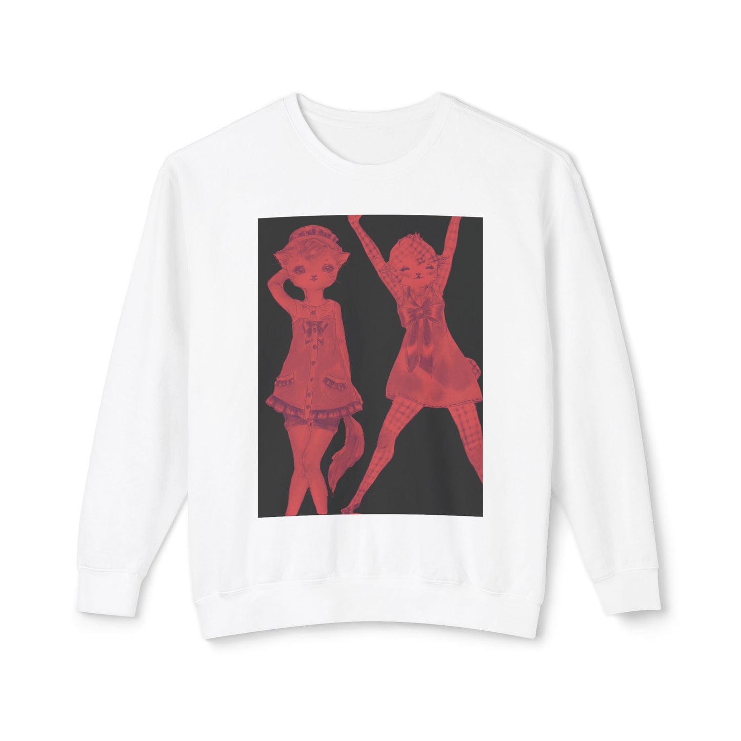 Vermillion Shimmy Kitties - Cozy Ring-Spun Sweatshirt For Suffragettes