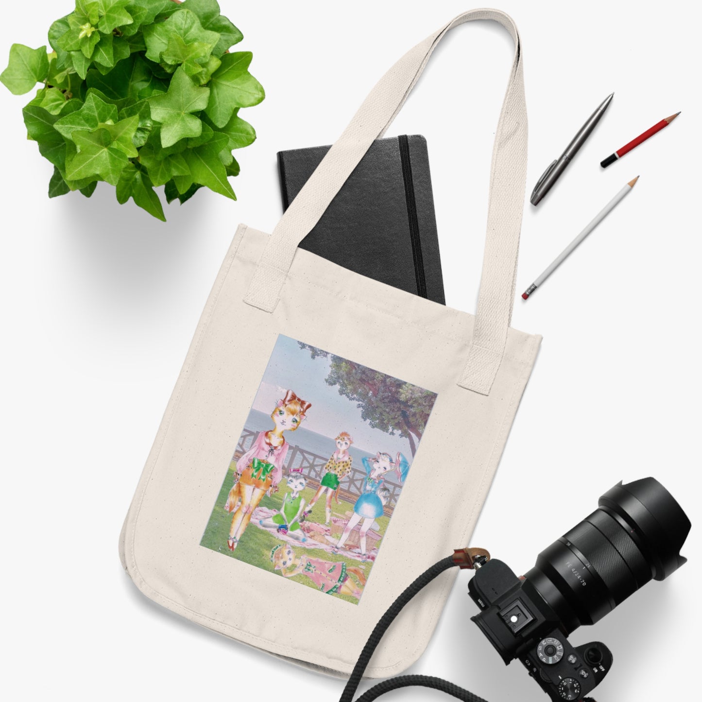 Sunday In The Park With The Anarkitties - Organic Canvas Tote Bag for the Revolution