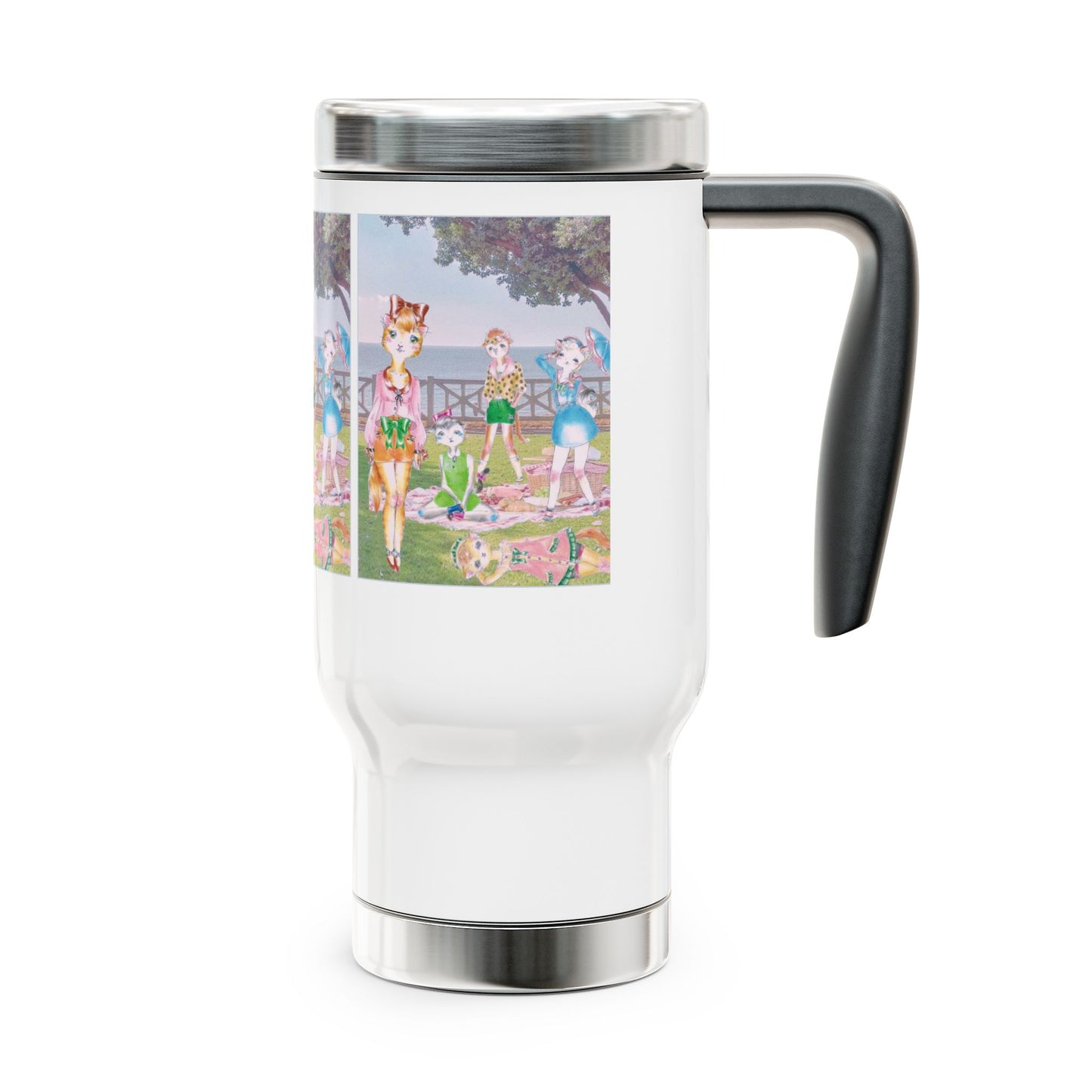 Sunday In The Park With The Anarkitties - Stainless Steel Traveling Tumbler for Humans with Wanderlust, 14oz