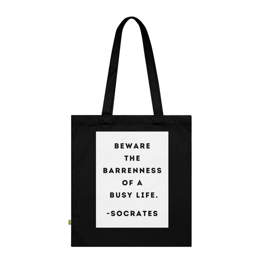 Socrates - Beware - Black Organic Canvas Tote Bag for the Revolution