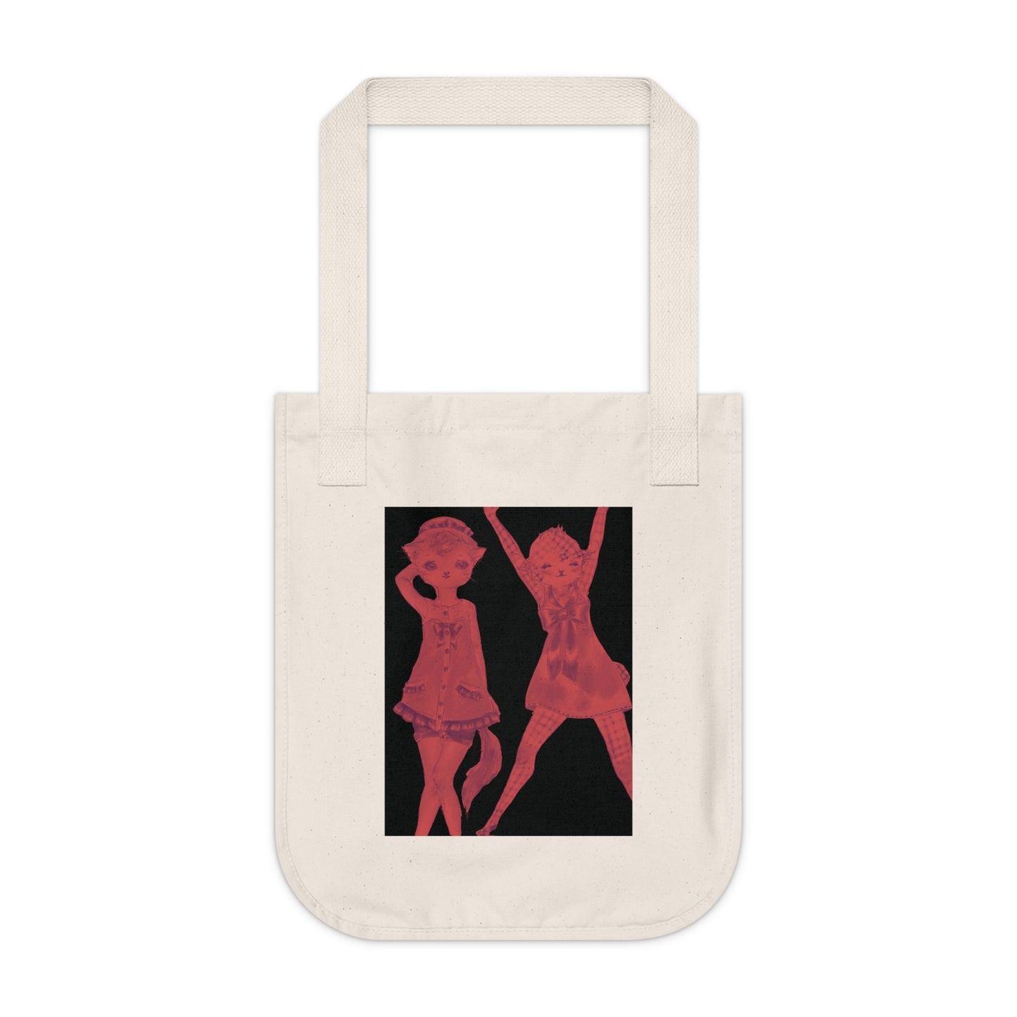 Vermillion Shimmy Kitties - Organic Canvas Tote Bag for the Revolution