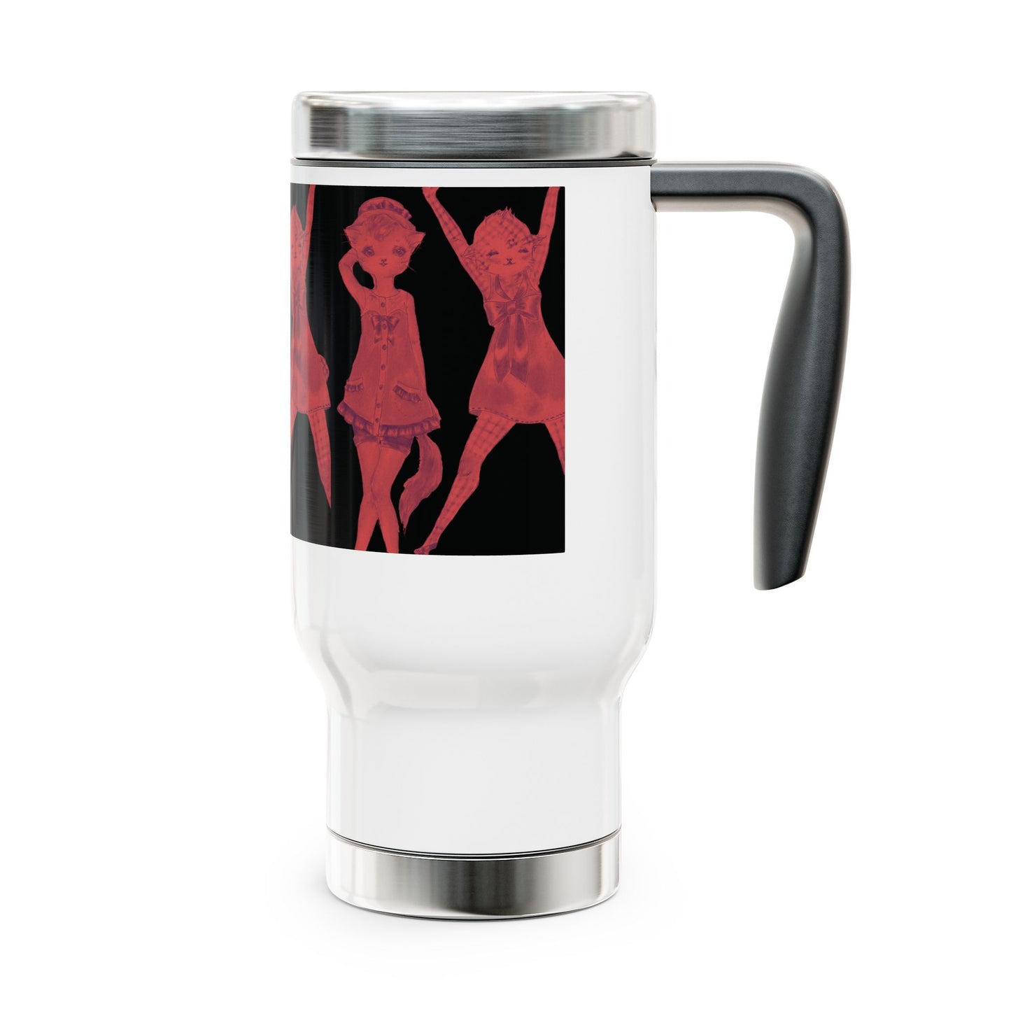 Vermillion Shimmy Kitties - Stainless Steel Traveling Tumbler for Humans with Wanderlust 14oz