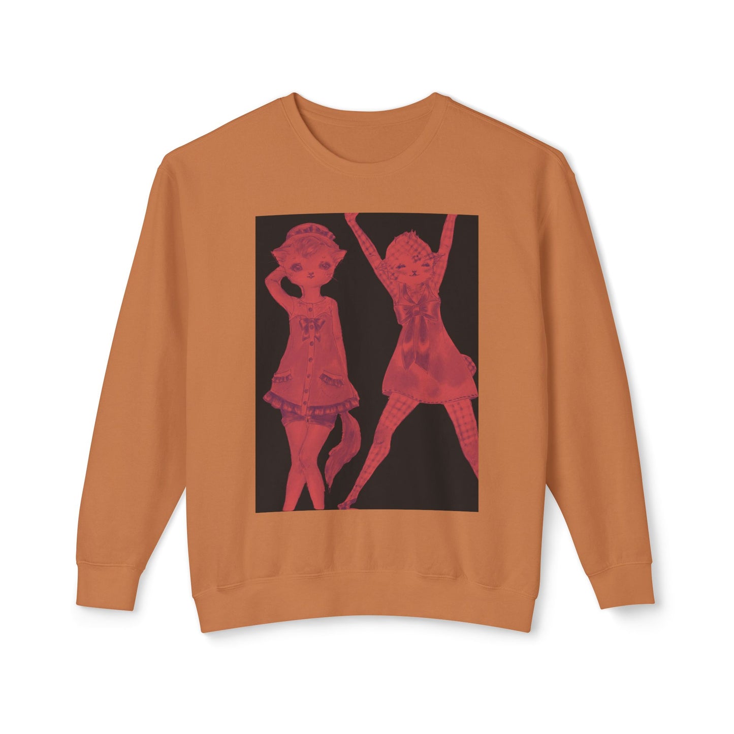 Vermillion Shimmy Kitties - Cozy Ring-Spun Sweatshirt For Suffragettes