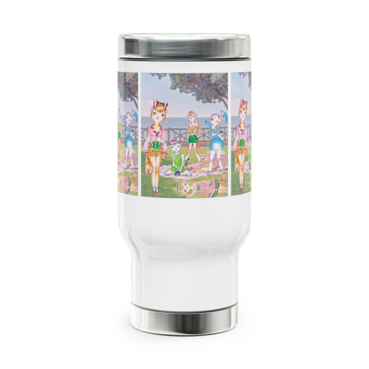 Sunday In The Park With The Anarkitties - Stainless Steel Traveling Tumbler for Humans with Wanderlust, 14oz