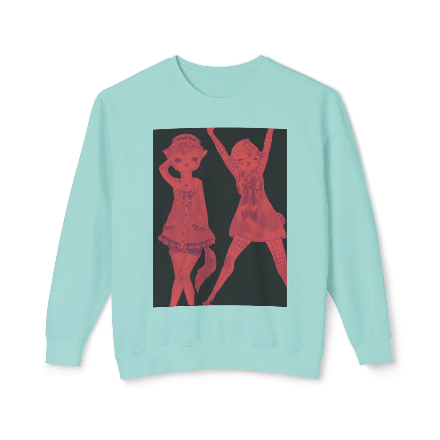 Vermillion Shimmy Kitties - Cozy Ring-Spun Sweatshirt For Suffragettes