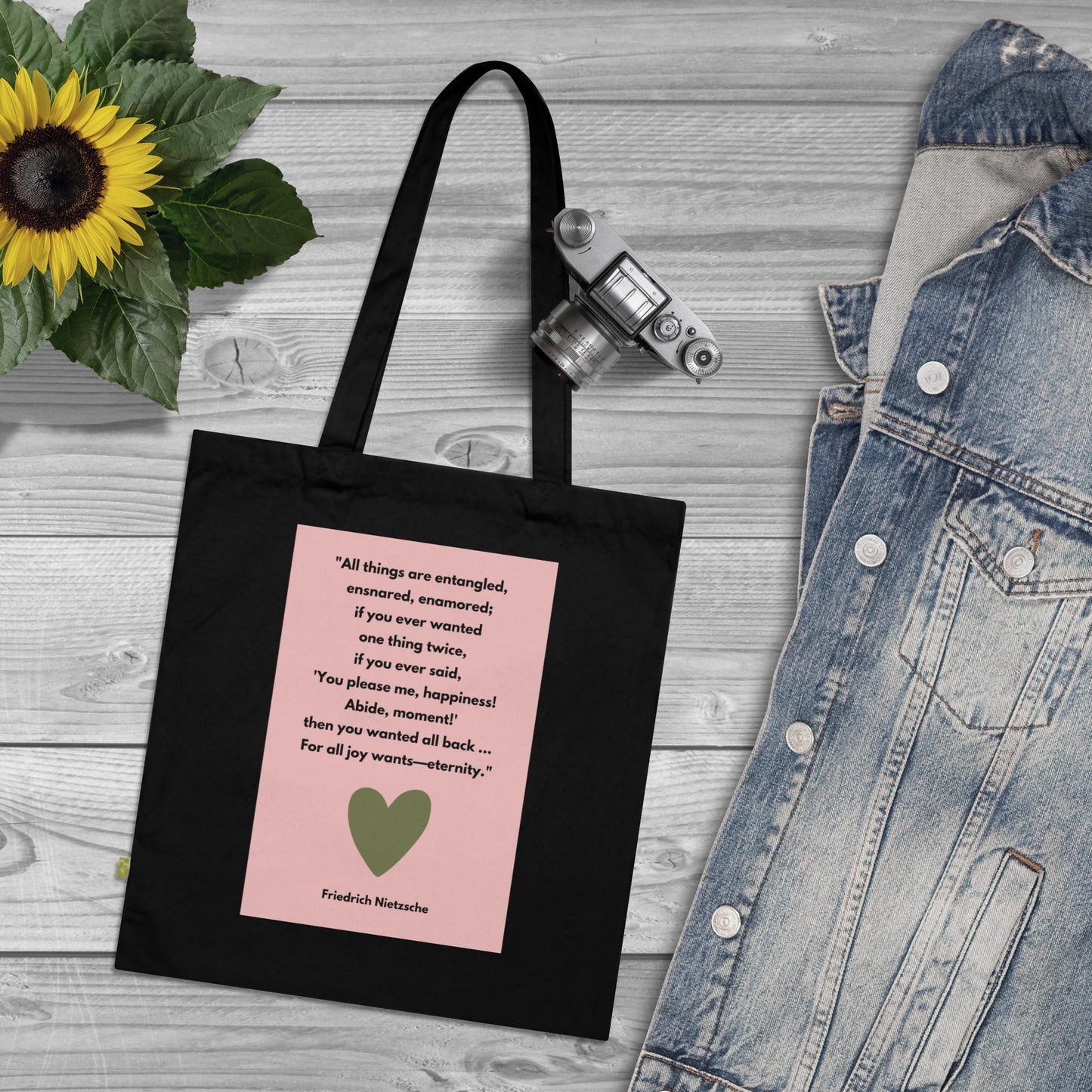 Amor Fati - For All Joy Wants Eternity - Organic Cotton Tote Bag For Days Of Ennui