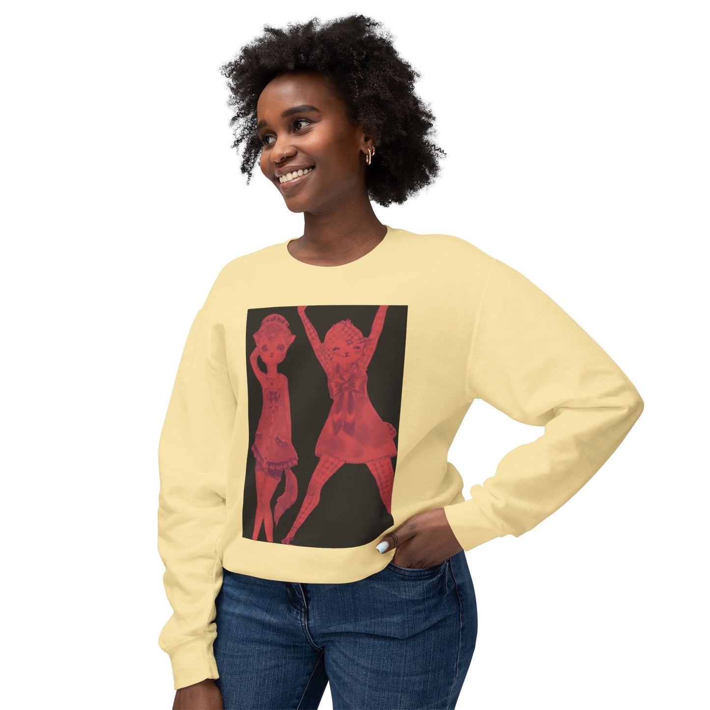 Vermillion Shimmy Kitties - Cozy Ring-Spun Sweatshirt For Suffragettes