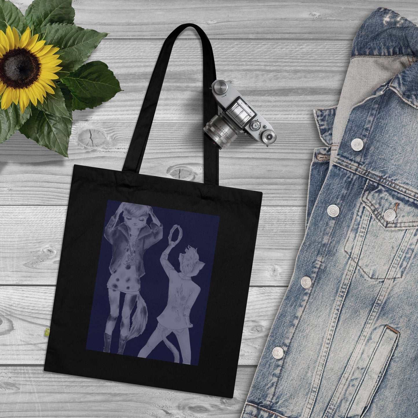 Rock On, Goth Girl Kitties - Black Organic Canvas Tote Bag for the Revolution