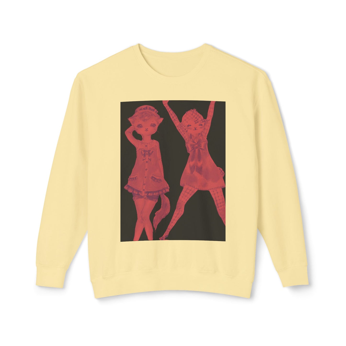 Vermillion Shimmy Kitties - Cozy Ring-Spun Sweatshirt For Suffragettes