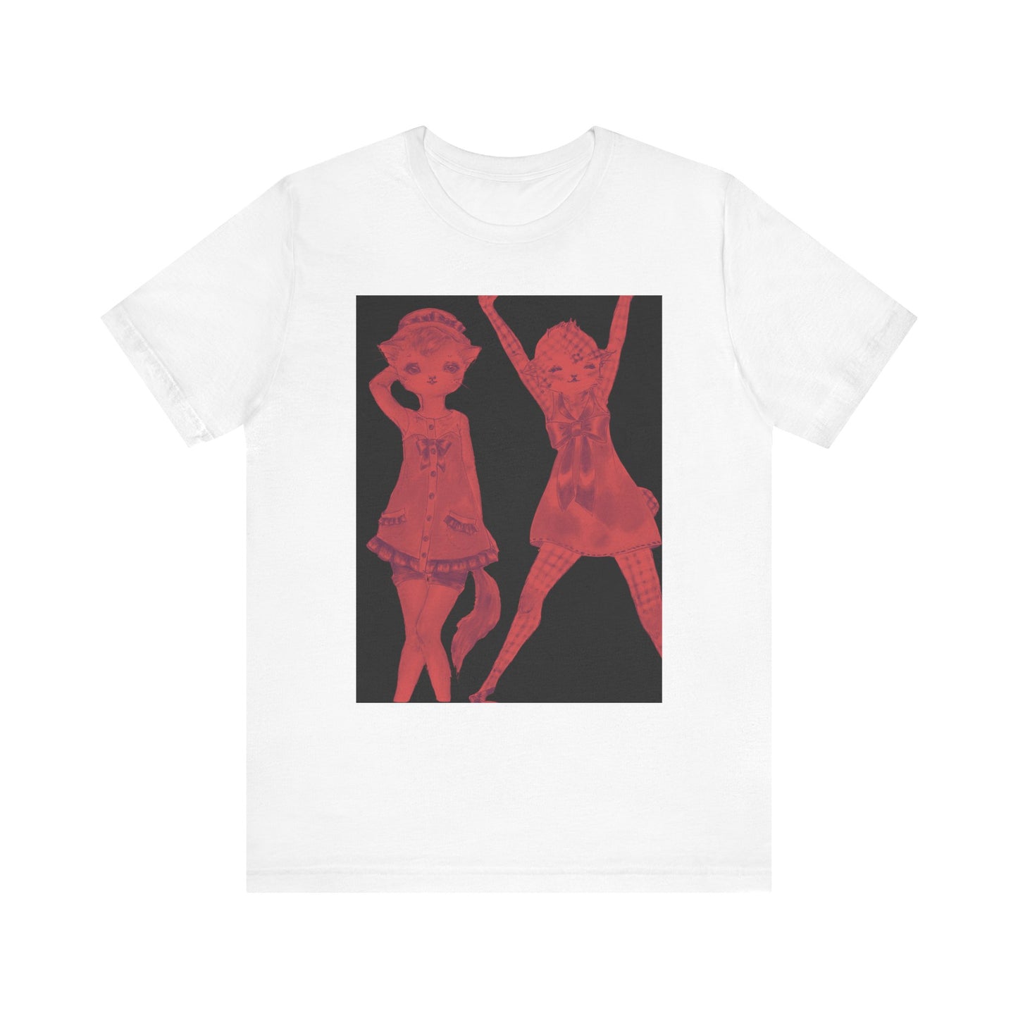 Vermillion Shimmy Kitties - Cozy Slinky Light-Weight Ring-Spun Jersey Tee