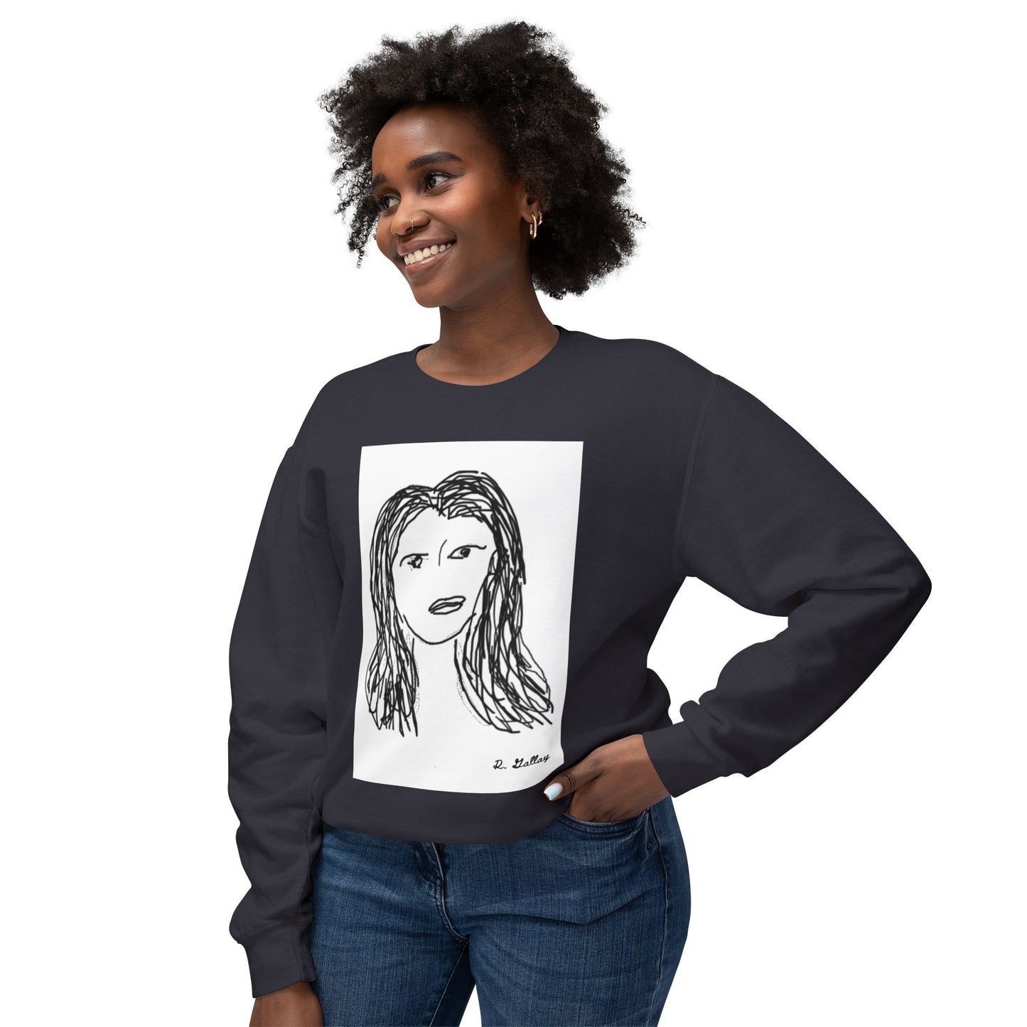 Dark Squiggles & Prose 1 by R. Gallay - Cozy Unisex Crewneck Sweatshirt For Days of Ennui