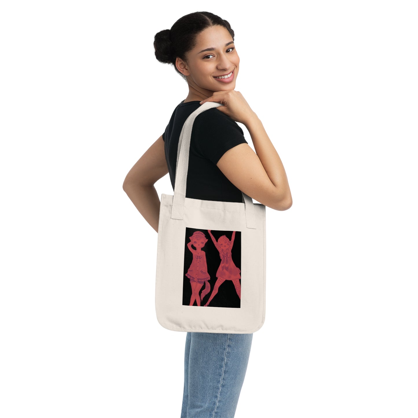 Vermillion Shimmy Kitties - Organic Canvas Tote Bag for the Revolution