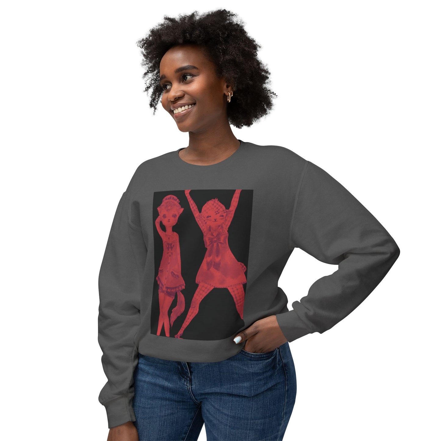 Vermillion Shimmy Kitties - Cozy Ring-Spun Sweatshirt For Suffragettes