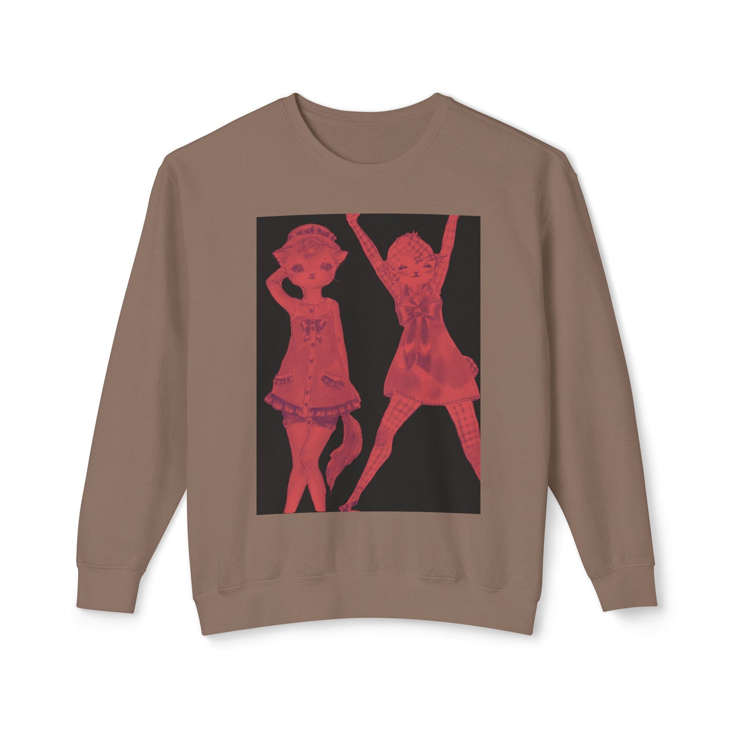 Vermillion Shimmy Kitties - Cozy Ring-Spun Sweatshirt For Suffragettes