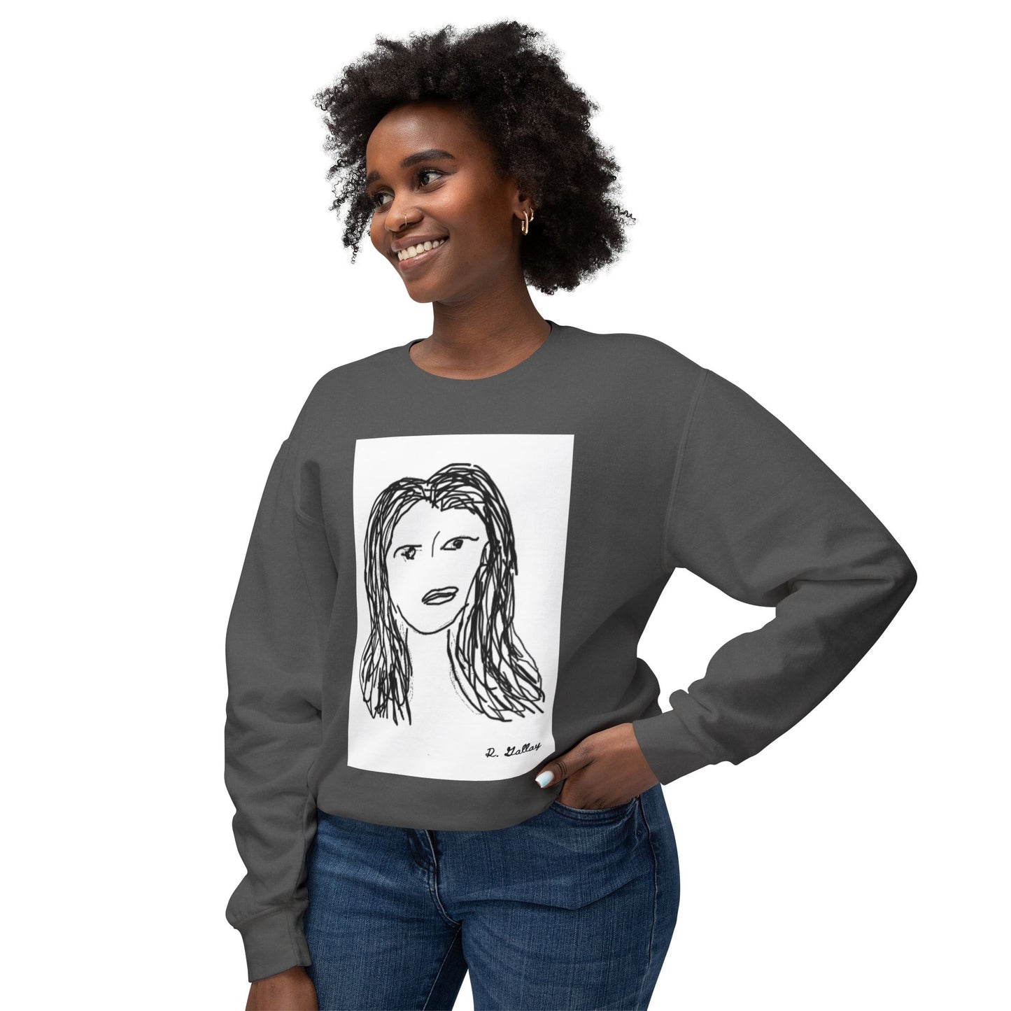 Dark Squiggles & Prose 1 by R. Gallay - Cozy Unisex Crewneck Sweatshirt For Days of Ennui