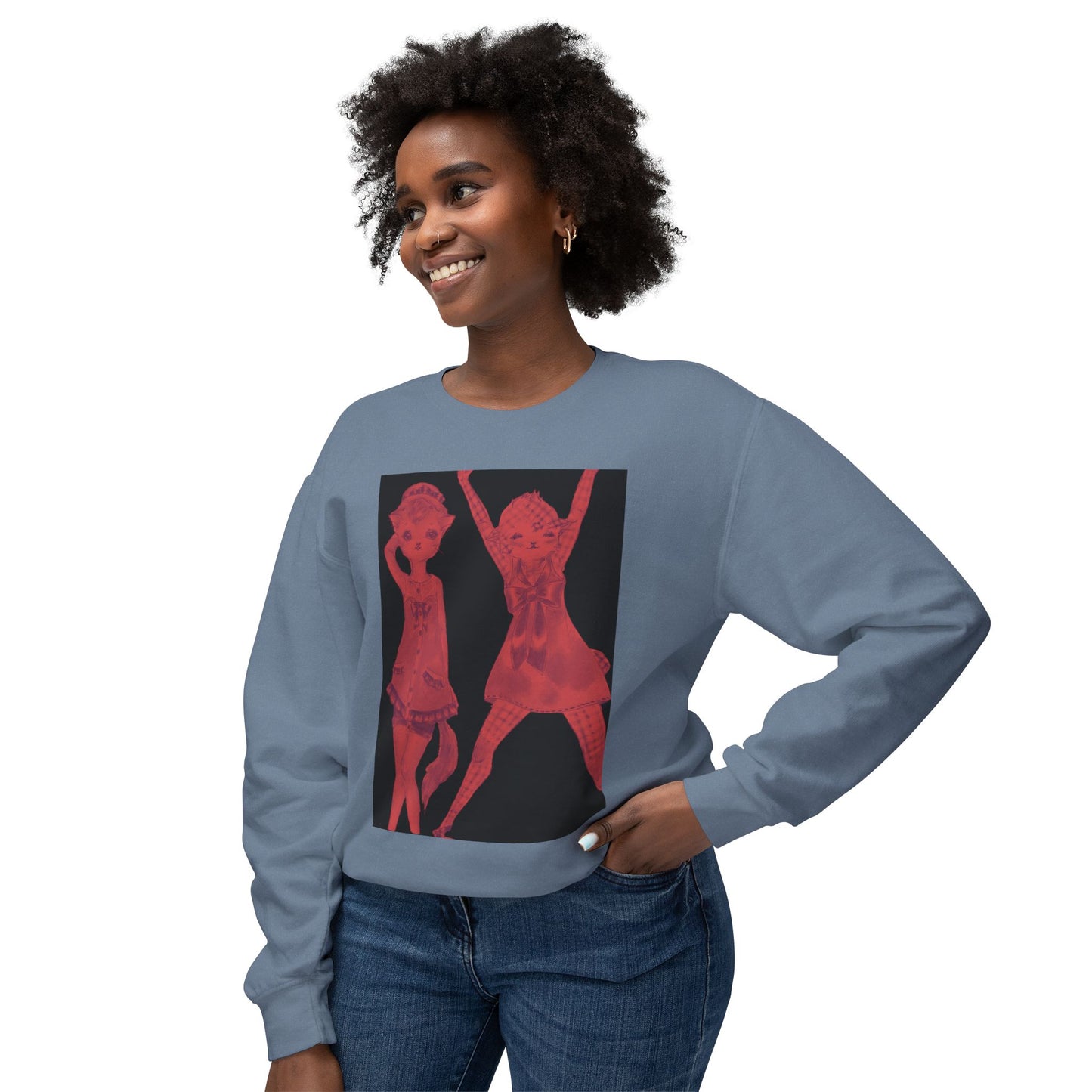 Vermillion Shimmy Kitties - Cozy Ring-Spun Sweatshirt For Suffragettes