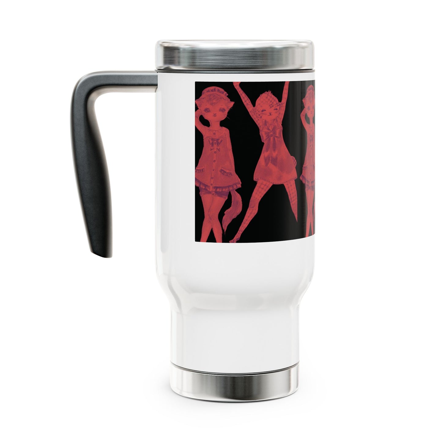 Vermillion Shimmy Kitties - Stainless Steel Traveling Tumbler for Humans with Wanderlust 14oz