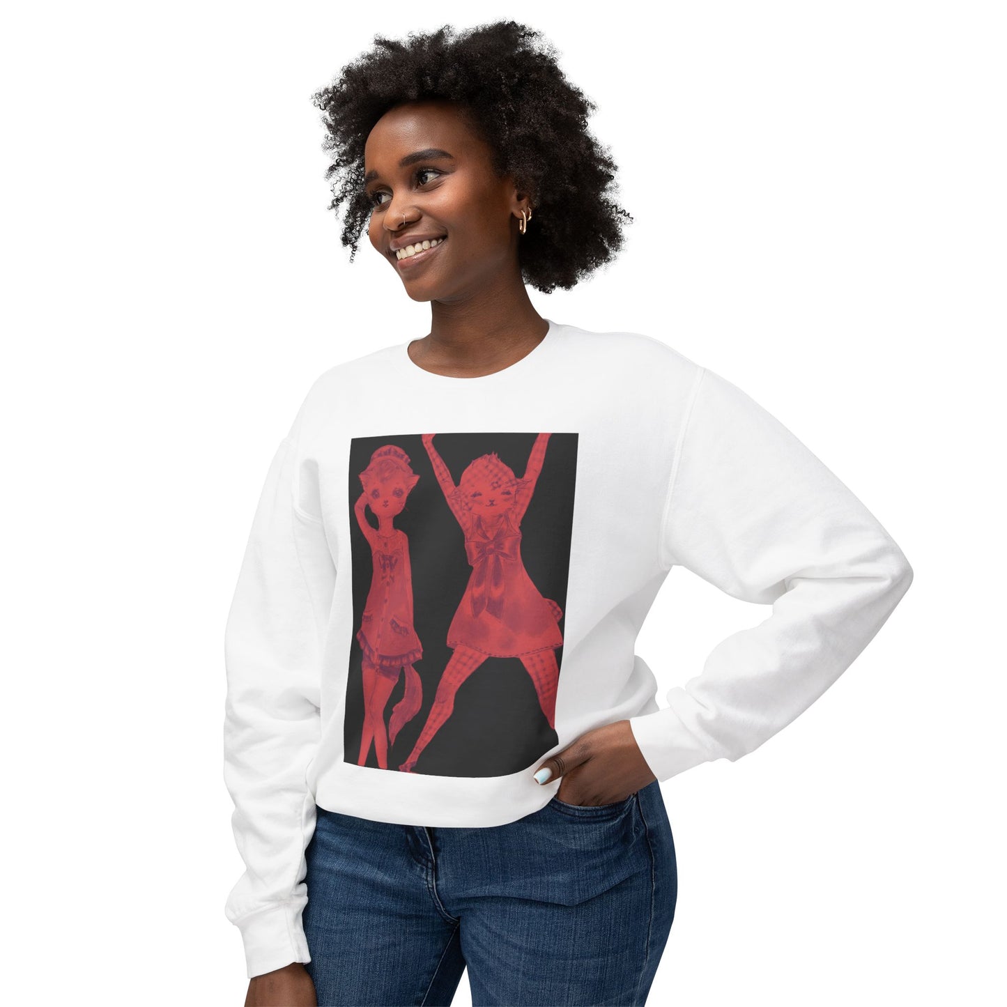 Vermillion Shimmy Kitties - Cozy Ring-Spun Sweatshirt For Suffragettes