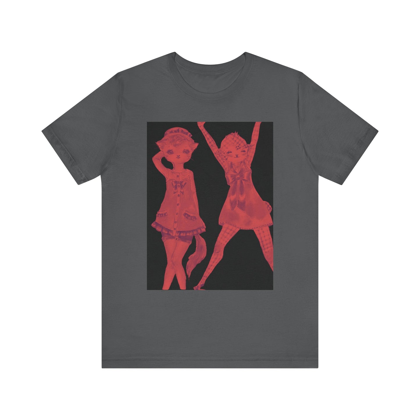 Vermillion Shimmy Kitties - Cozy Slinky Light-Weight Ring-Spun Jersey Tee