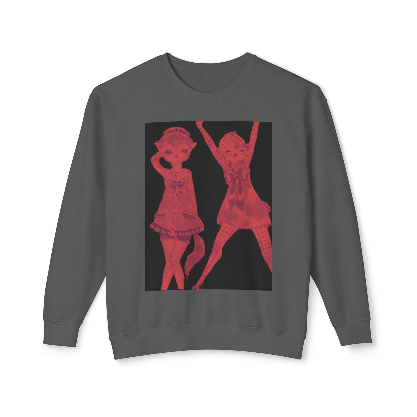 Vermillion Shimmy Kitties - Cozy Ring-Spun Sweatshirt For Suffragettes