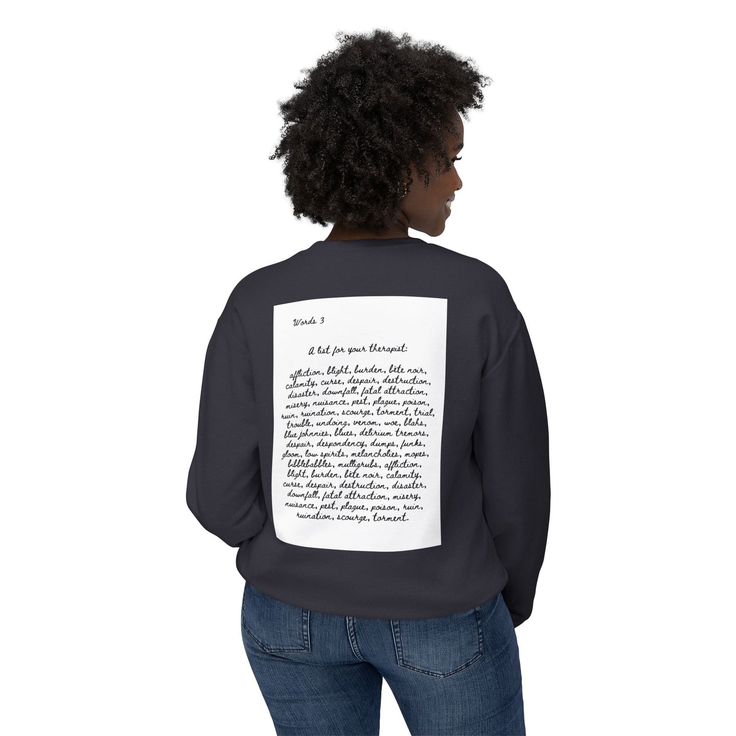 Dark Squiggles & Prose 3 by R. Gallay - Cozy Unisex Crewneck Sweatshirt For Days of Ennui