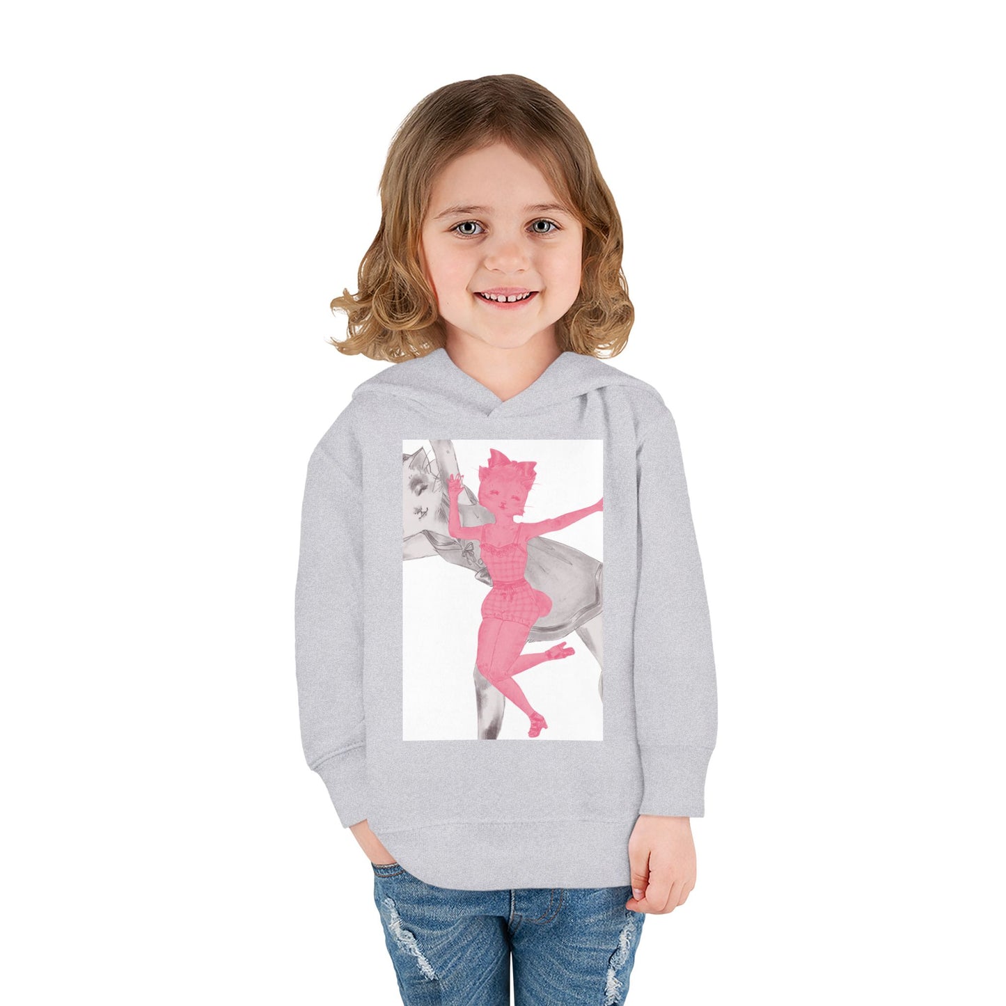 Heather & Ginger - Dancing Kitties -Cozy Pullover Fleece Hoodie for Curious Kids