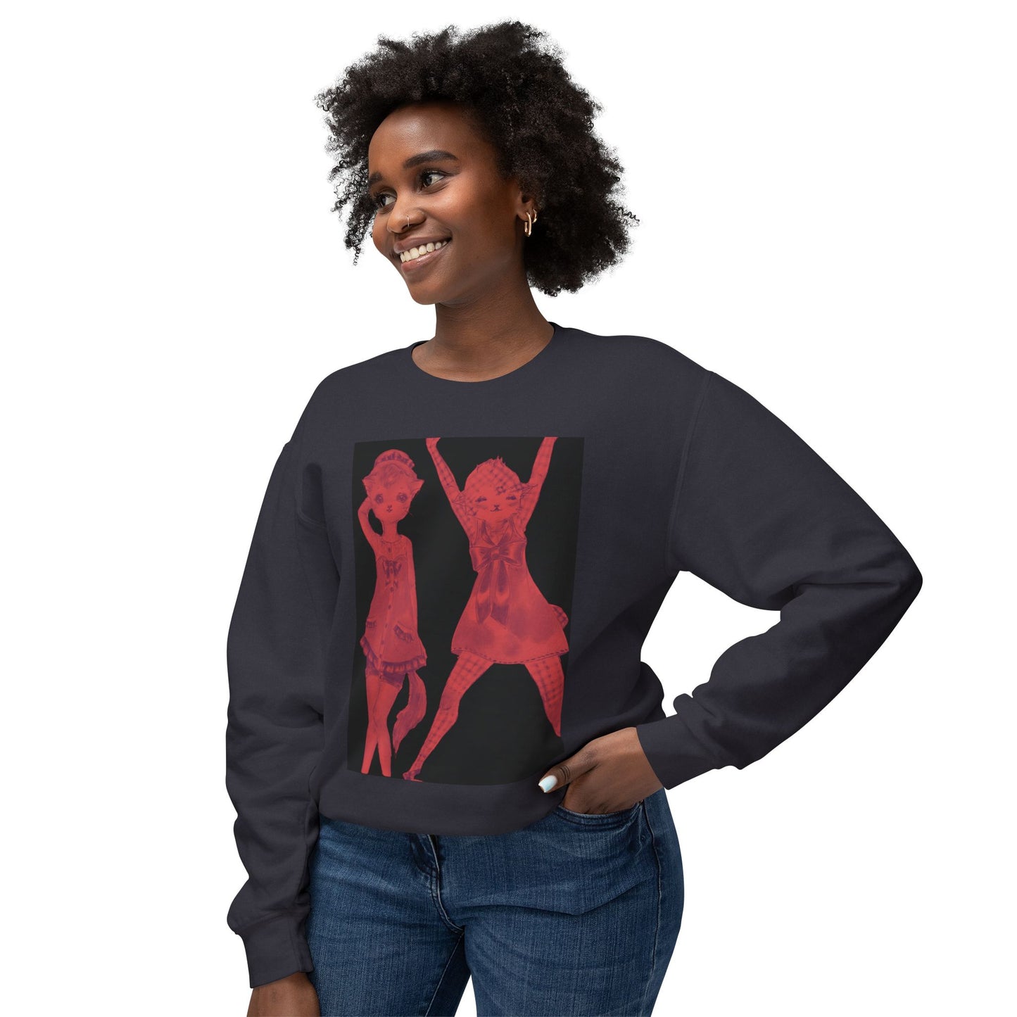 Vermillion Shimmy Kitties - Cozy Ring-Spun Sweatshirt For Suffragettes