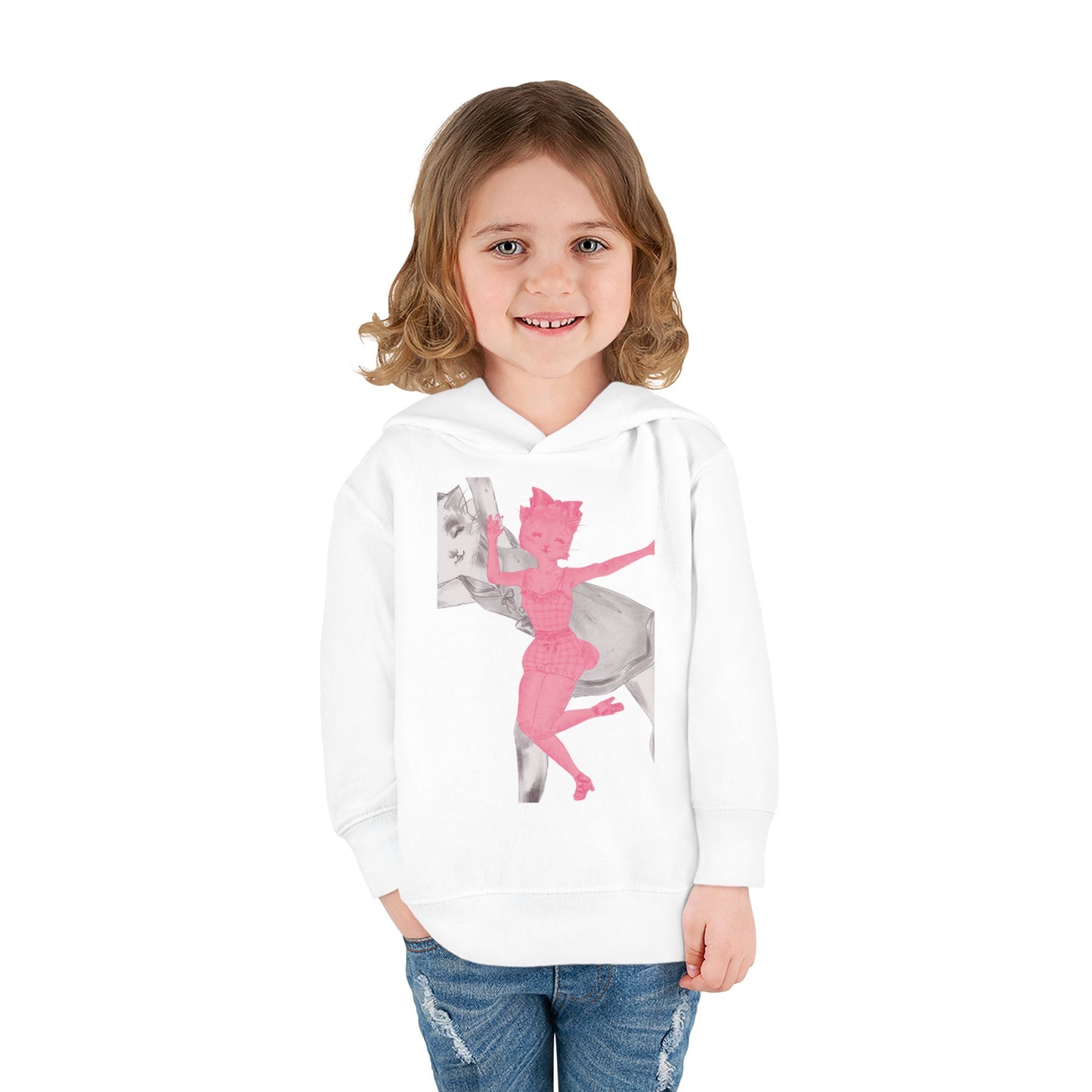 Heather & Ginger - Dancing Kitties -Cozy Pullover Fleece Hoodie for Curious Kids