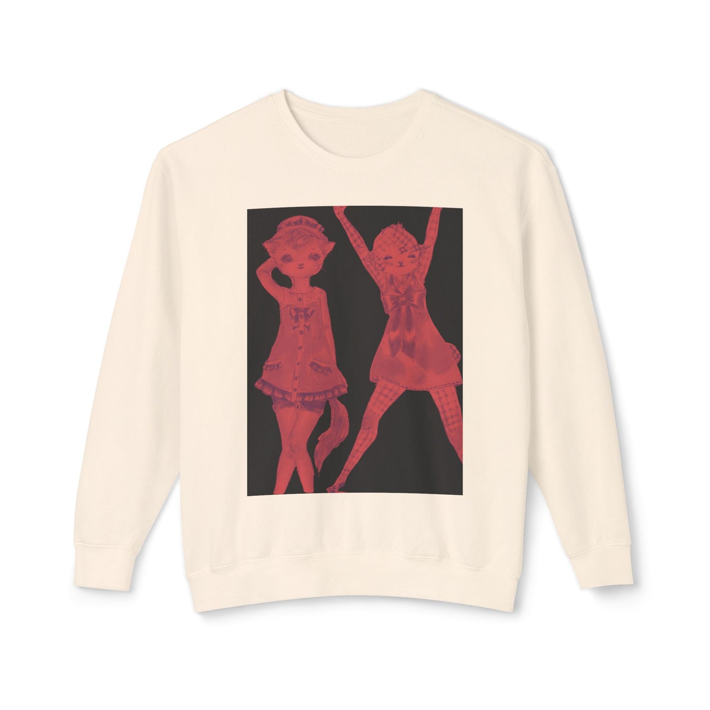 Vermillion Shimmy Kitties - Cozy Ring-Spun Sweatshirt For Suffragettes