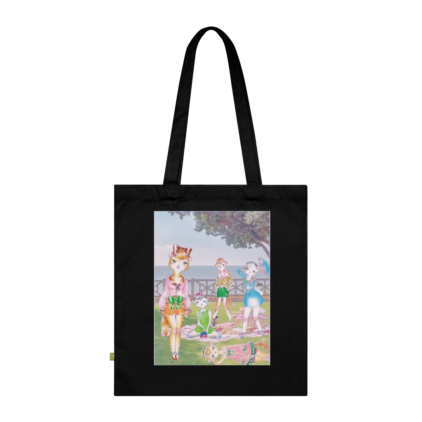 Sunday In The Park With The Anarkitties - Black Organic Canvas Tote Bag for the Revolution