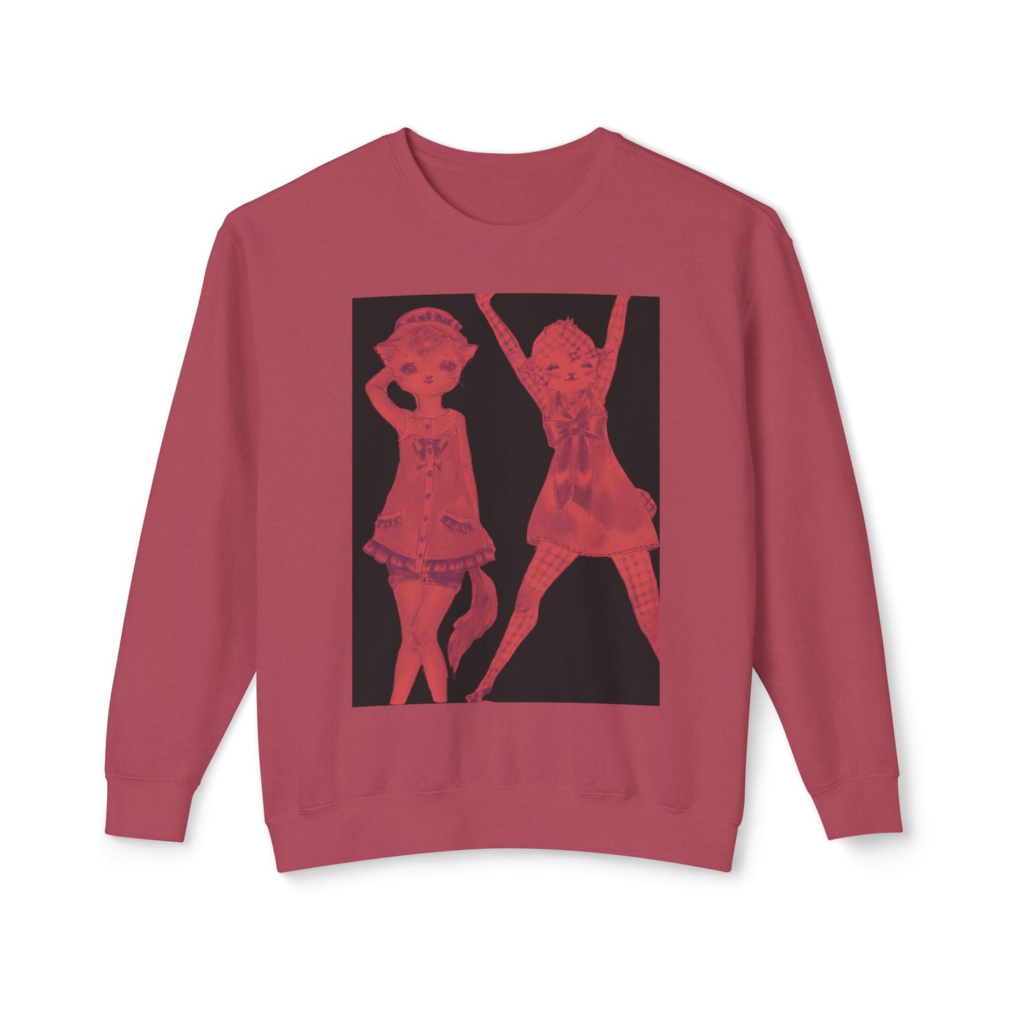 Vermillion Shimmy Kitties - Cozy Ring-Spun Sweatshirt For Suffragettes