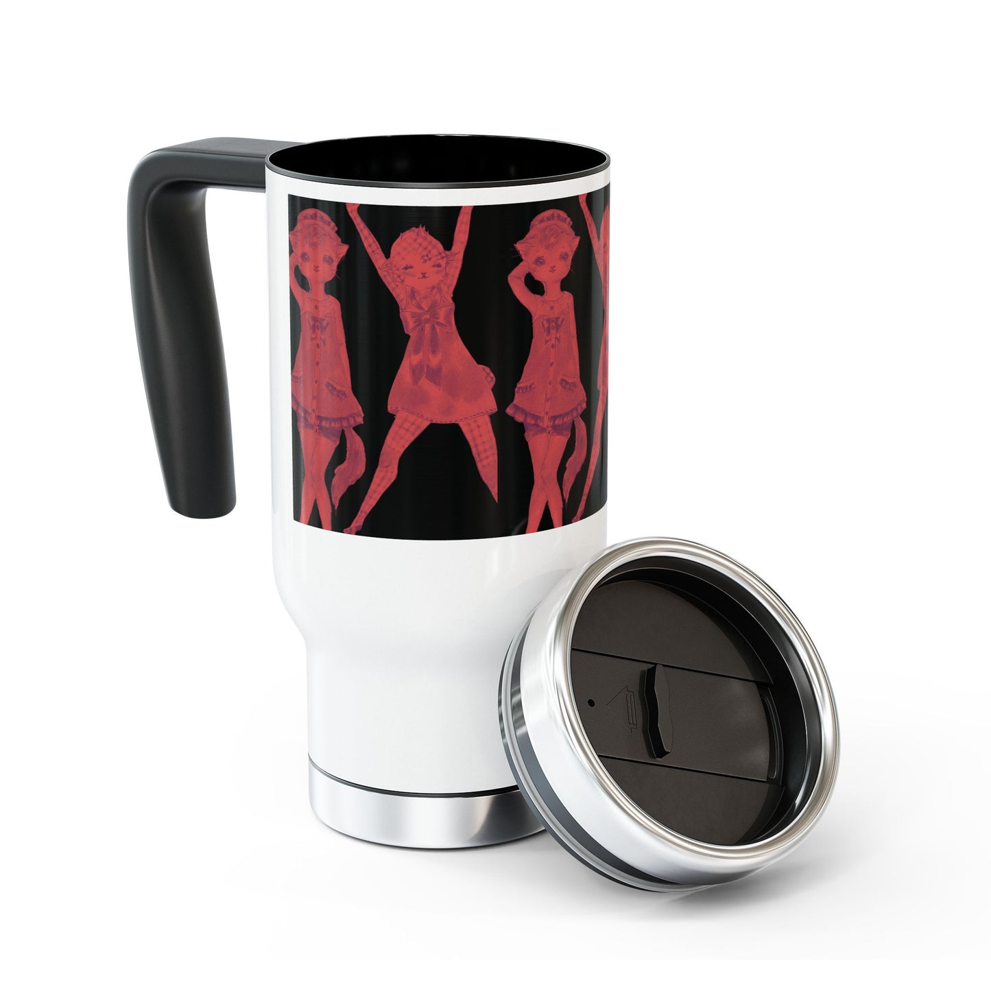 Vermillion Shimmy Kitties - Stainless Steel Traveling Tumbler for Humans with Wanderlust 14oz