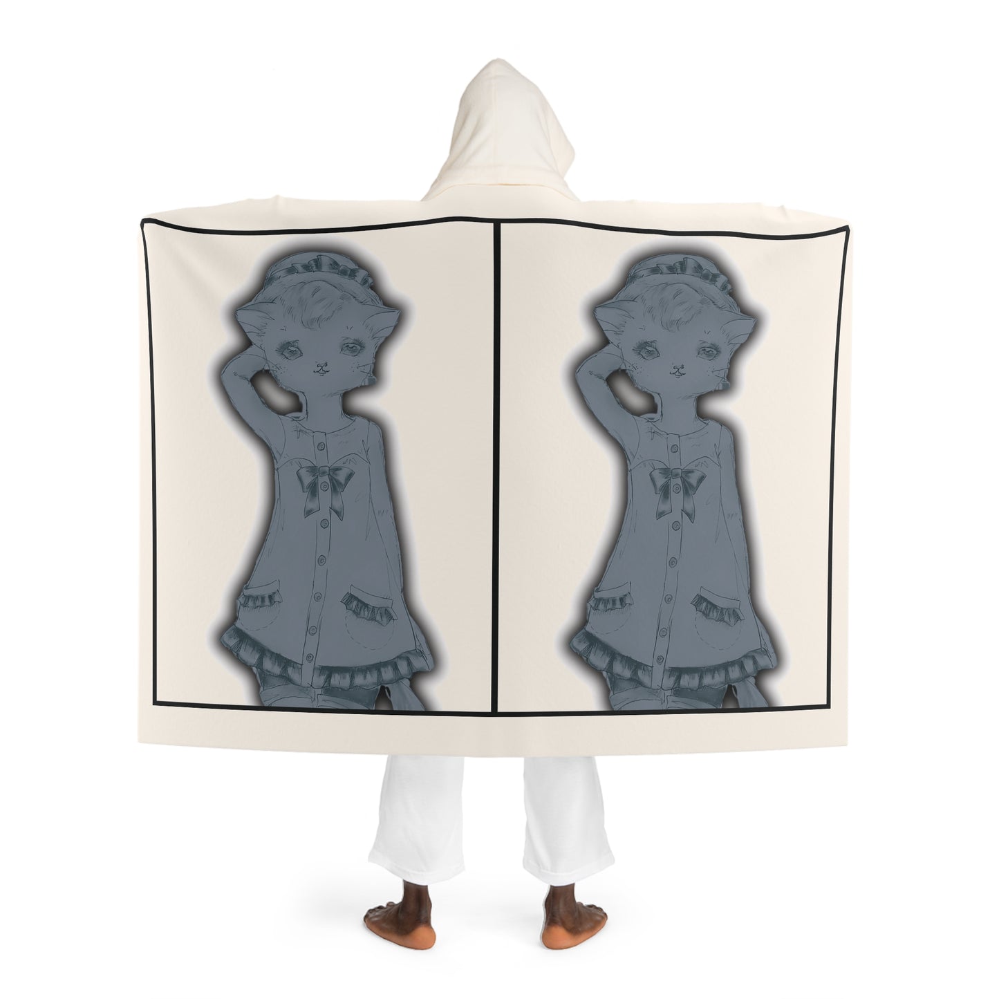 Ghost Cats of Venice - Hooded Sherpa Fleece Blanket -Perfect for Never, Ever Leaving The Beach