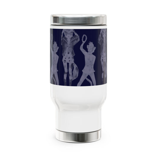 Rock On, Goth Girl Kitties - Stainless Steel Traveling Tumbler for Humans with Wanderlust, 14oz