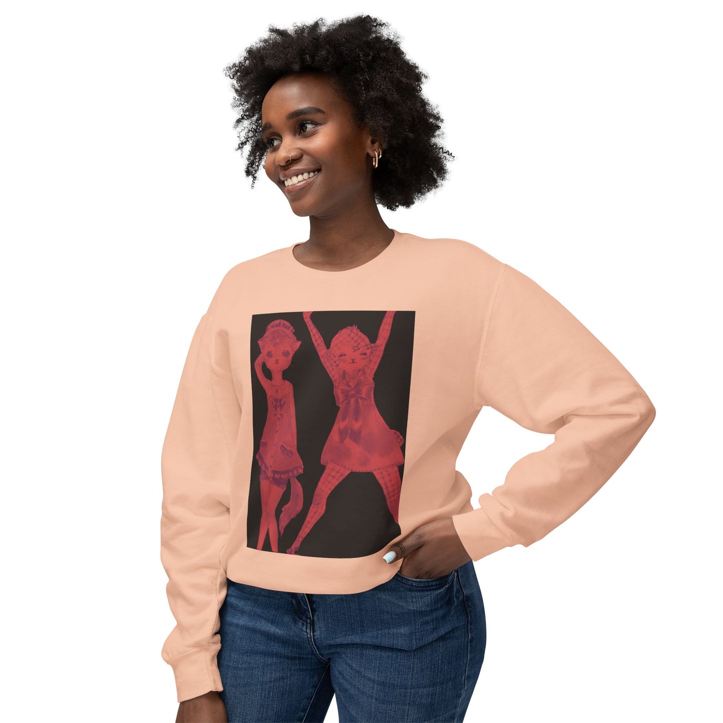 Vermillion Shimmy Kitties - Cozy Ring-Spun Sweatshirt For Suffragettes